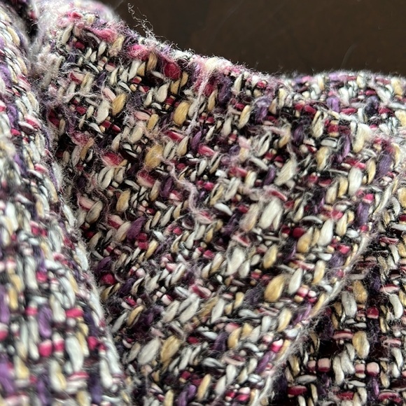 LAURA PETITES Purple Bouclé Wool Blend Knit Two Button Closure Blazer Size 2 - Picture 16 of 17